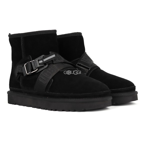 Men`s UGG Classic Ultra Mini Hybrid Strap Short Boots Black