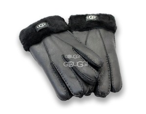 меховые перчатки мужские Leather Black