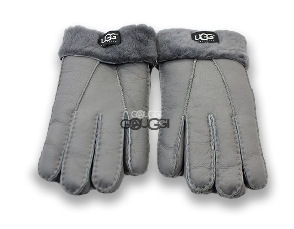 меховые перчатки мужские Leather Grey