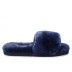 Fluff Slide Slippers Navy Blue