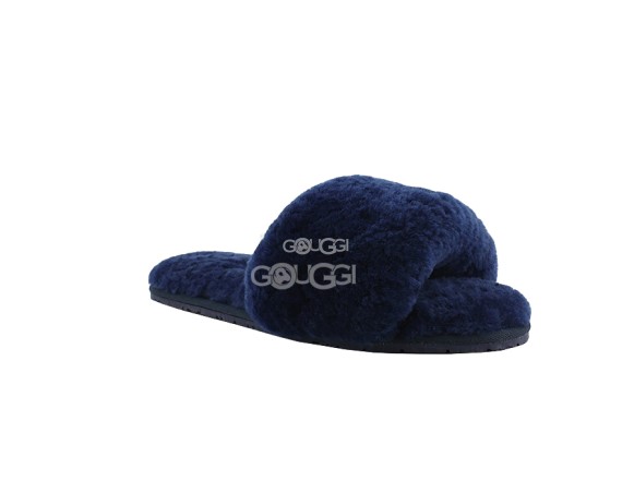 Fluff Slide Slippers Navy